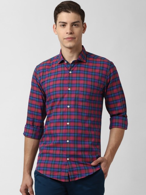 

Peter England Men Blue Slim Fit Checked Casual Shirt