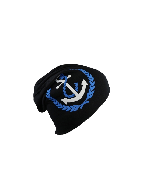 

iSWEVEN Unisex Black & Blue Printed Beanie