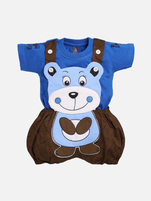 

Jaybee Boys Blue & Brown Solid T-shirt with Dungarees