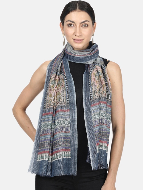 

Monte Carlo Women Blue & White Woven-Design Stole