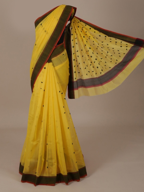 

Pothys Yellow Printed Silk Cotton Saree