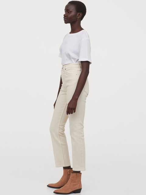 

H&M Women White Vintage Slim High Ankle Jeans