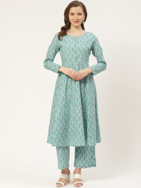 

Aayna Women Sea Green Printed Kurta with Palazzos