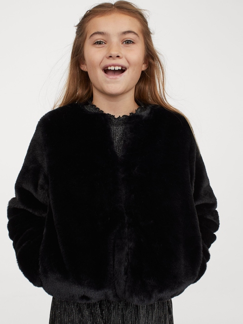 

H&M Girls Black Faux fur jacket