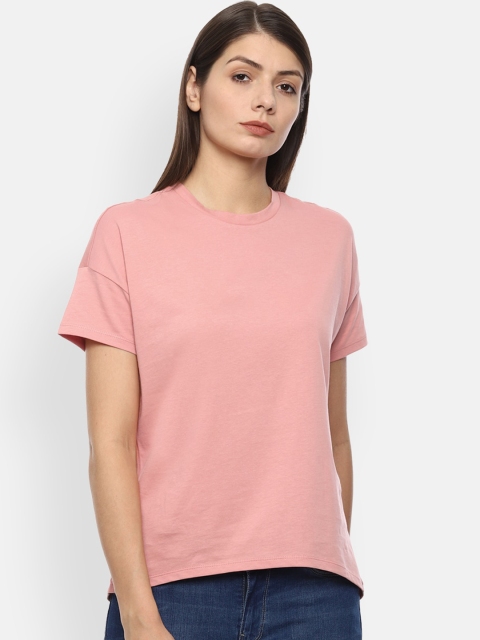 

Van Heusen Woman Women Pink Solid Pure Cotton Top