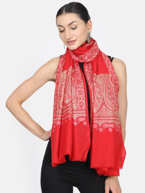 

Monte Carlo Women Red & Pink Embroidered Stoles