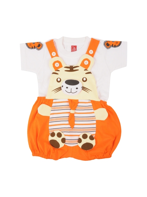 

Jaybee Boys Orange & White Appliqued Cotton Romper with T-shirt