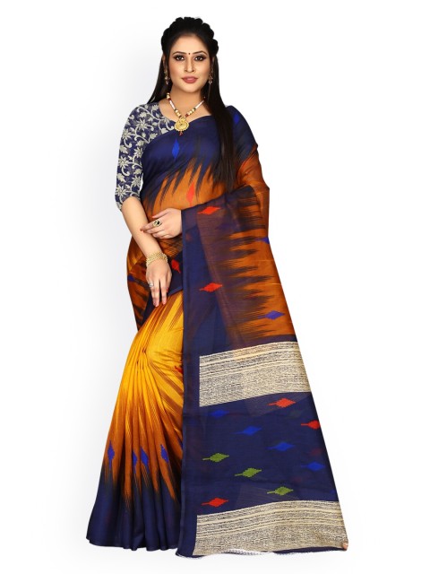 

KALINI Yellow & Blue Art Silk Solid Mysore Silk Saree