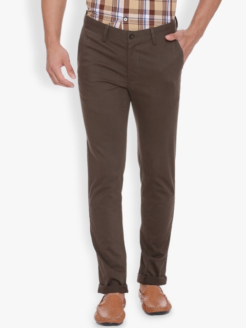 Basics Men Brown Tapered Fit Solid Chinos