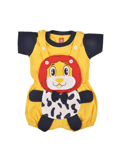 

Jaybee Boys Yellow Appliqued Cotton Romper with T-shirt