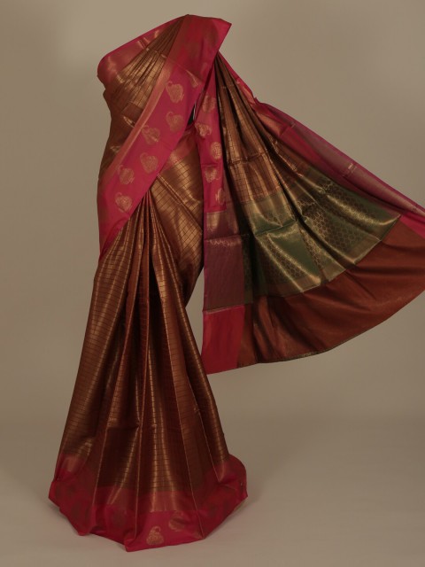 

Pothys Brown & Gold-Toned Jute Silk Woven Design Saree