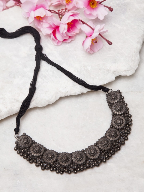 

Moedbuille Women Gunmetal-Toned Ethnic Choker Necklace, Metallic