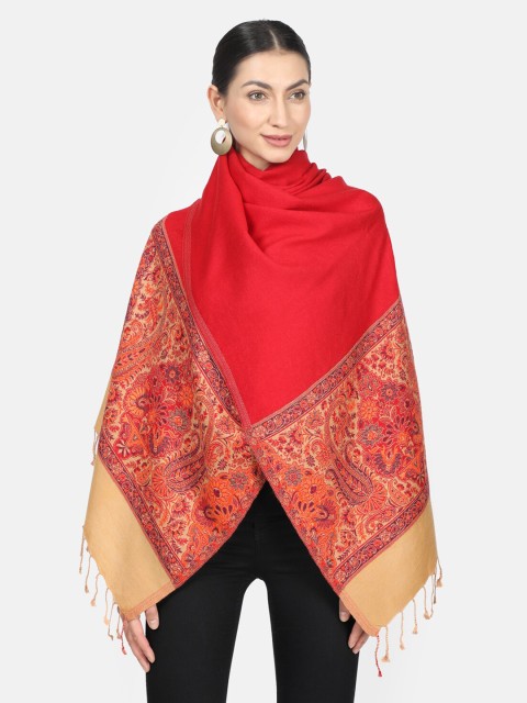 

Monte Carlo Women Orange & Beige Woven Design Stole