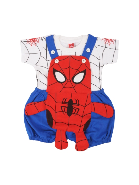 

Jaybee Boys Blue & Red Spiderman Printed T-shirt with Dungarees Set