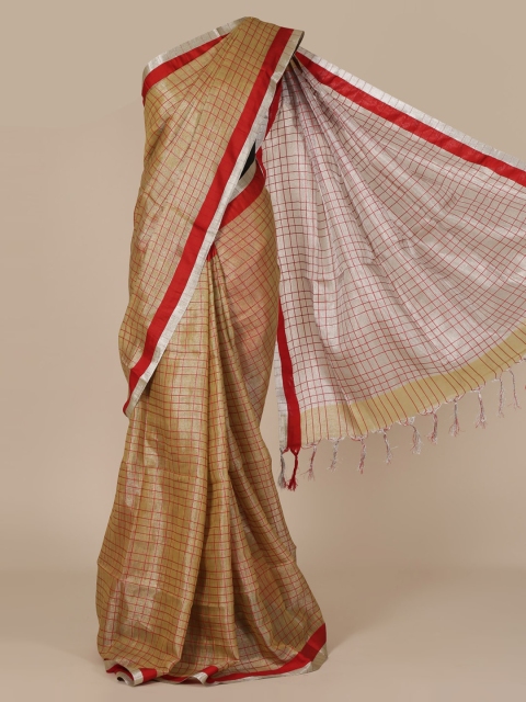 

Pothys Mustard Checked Pure Linen Saree