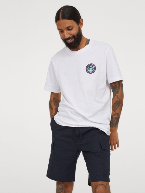 

H&M Men Blue Linen-Blend Shorts