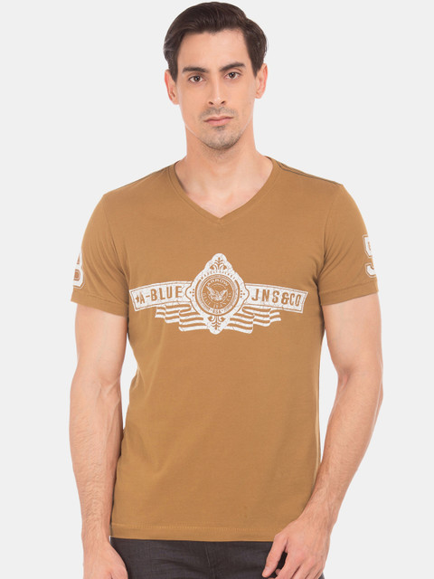 

Arrow Men Brown Printed V-Neck T-shirt
