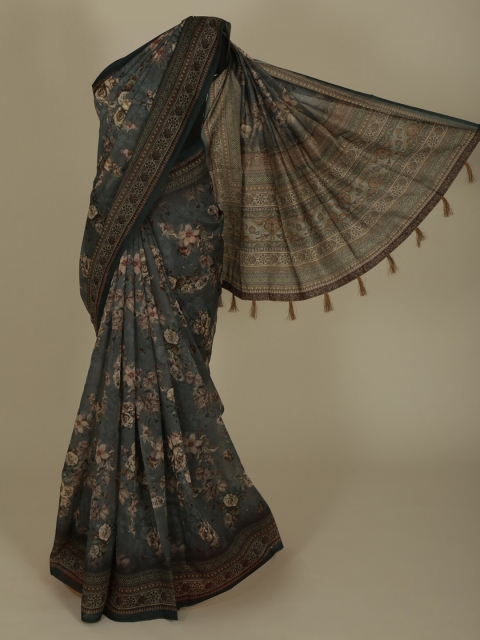 

Pothys Grey Printed Cotton Blend Saree