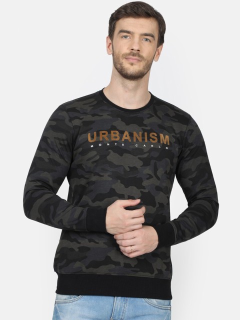 

Monte Carlo Men Black & Grey Camouflage Printed Sweatshirt