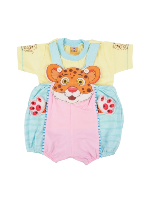 

Jaybee Boys Blue & Yellow Appliqued Dungarees With T-shirt