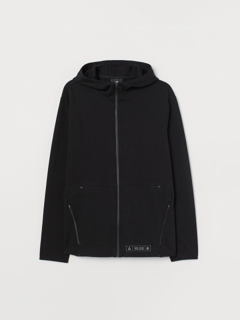 

H&M Men Black Zip-through Sustainable Hoodie