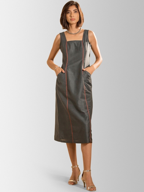 

FableStreet Women Grey Solid A-Line Dress