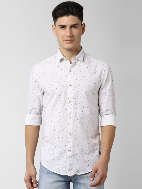 

Peter England Casuals Men White Slim Fit Printed Casual Shirt