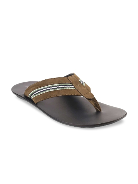 

Metro Men Olive-Green & Black Solid Suede Comfort Sandals