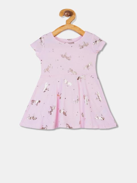 

The Childrens Place Girls Pink Printed Fit and Flare Dress