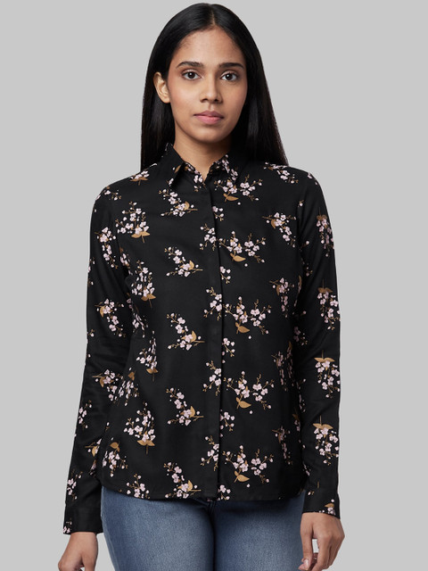 

Park Avenue Woman Women Black & White Regular Fit Printed Casual Shirt