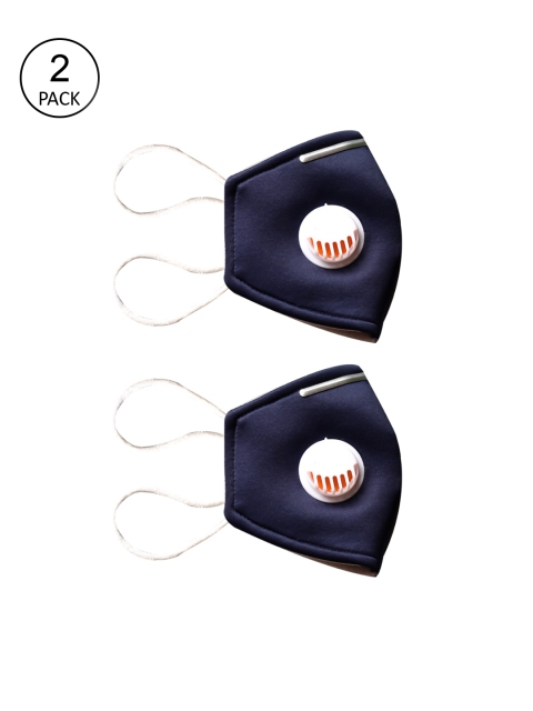 

Bellofox Unisex Pack Of 2 Navy Blue Solid Face Mask with Filter Valve