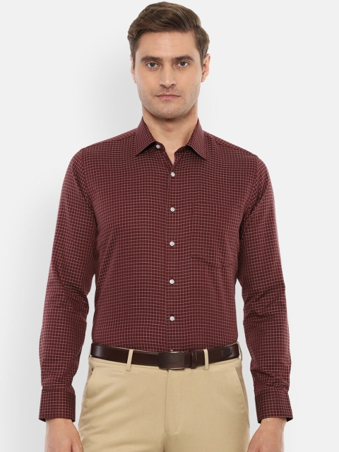 

Van Heusen Men Brown & White Slim Fit Checked Formal Shirt
