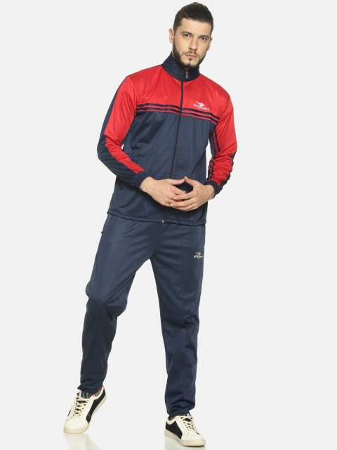 

HPS Sports Men Solid Red & Navy Blue Track Suit