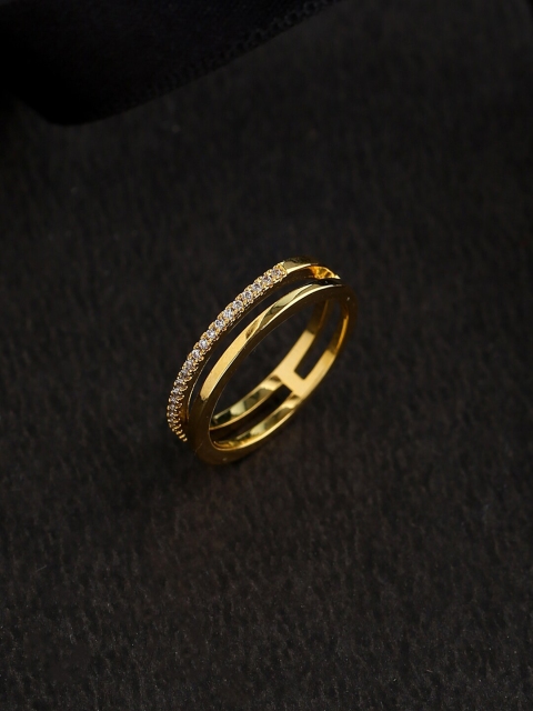 

Voylla Gold-Plated White CZ-Studded Finger Ring