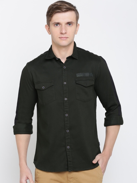 

Pepe Jeans Men Olive Green Regular Fit Solid Casual Shirt