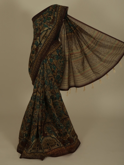 

Pothys Green & Beige Cotton Blend Printed Saree