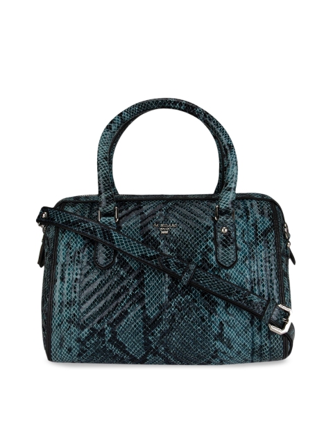 

Da Milano Teal & Black Printed Handheld Bag