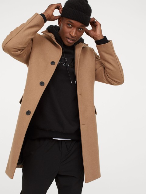 

H&M Men Beige Wool-blend coat