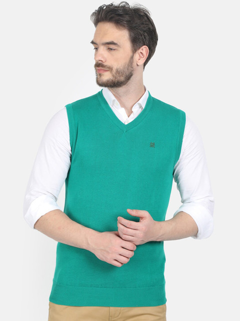 

Monte Carlo Men Sea-Green Solid Sweater Vest