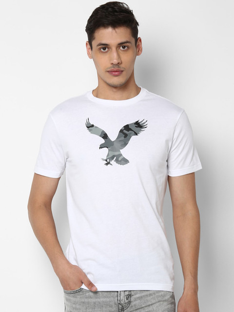 

AMERICAN EAGLE OUTFITTERS Men White Printed Round Neck T-shirt