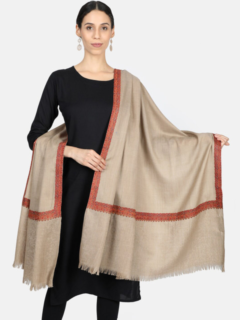 

Monte Carlo Women Beige & Orange Solid Shawl