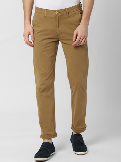 

Peter England Casuals Men Khaki Slim Fit Solid Regular Trousers