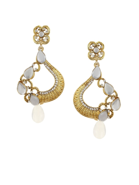 

OOMPH Gold-Toned & Off-White Teardrop Shaped Drop Earrings