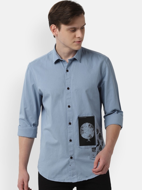 

Peter England Casuals Men Blue Slim Fit Solid Casual Shirt