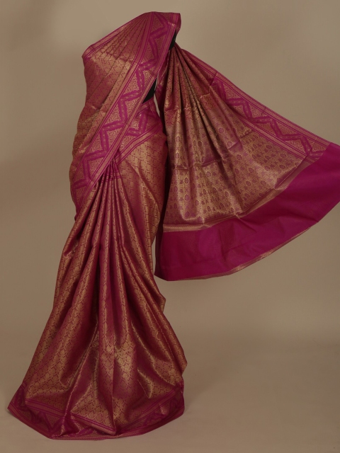 

Pothys Magenta & Gold-Toned Jute Silk Woven Design Saree