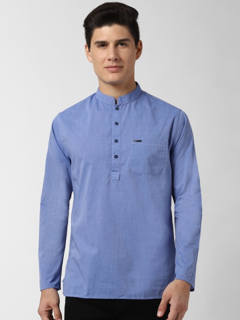 

Peter England Men Blue Solid Straight Kurta