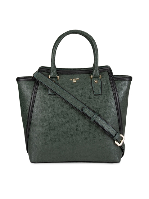 

Da Milano Green Solid Leather Handheld Bag