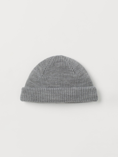 

H&M Men Grey Knitted Beanie Cap