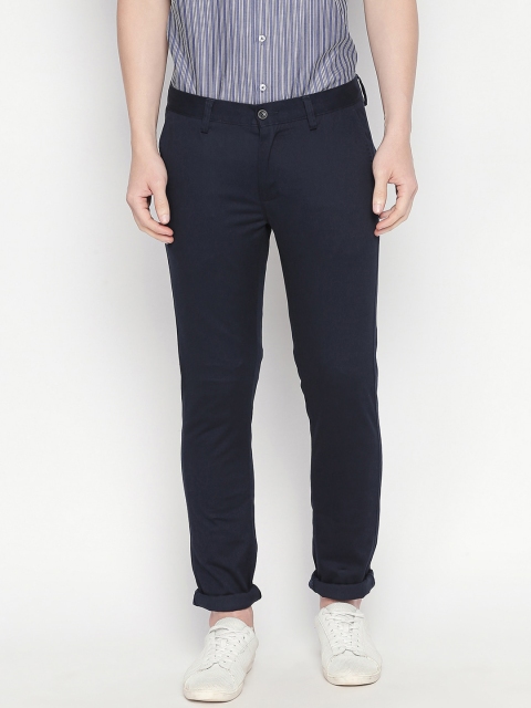 

Basics Men Navy Blue Tapered Fit Solid Regular Trousers