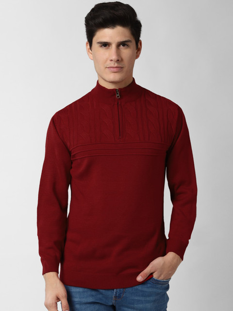 

Peter England Casuals Men Maroon Solid Pullover Sweater